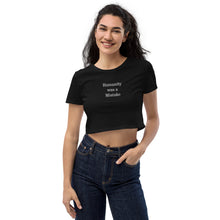 Load image into Gallery viewer, Humanity was a Mistake Crop Top Black Embroidered
